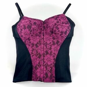 Vintage Y2K Lace Corset Top Moda International for Victoria Secret Size 6 Black